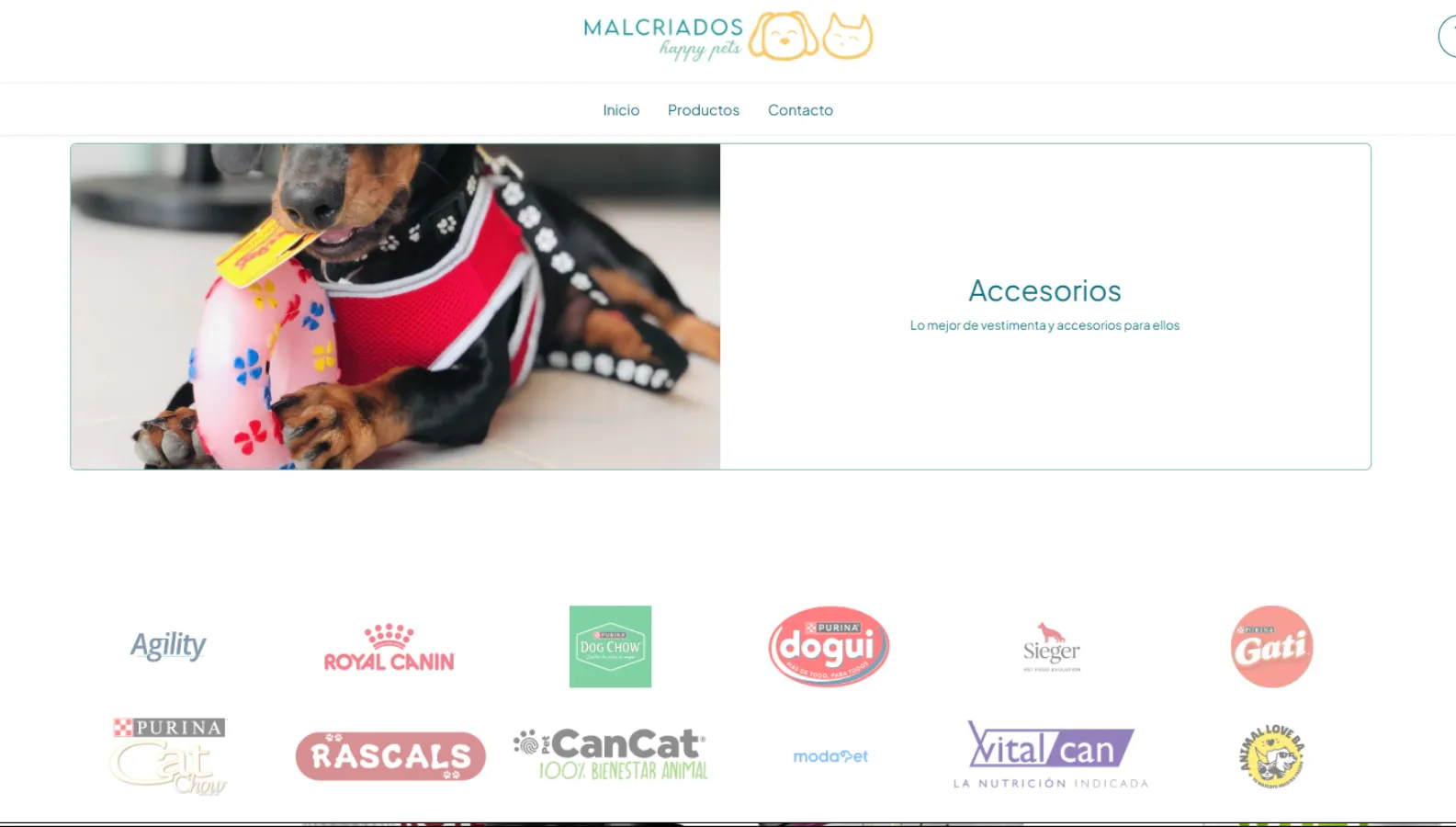 A screenshot of https://www.malcriadospet.com/